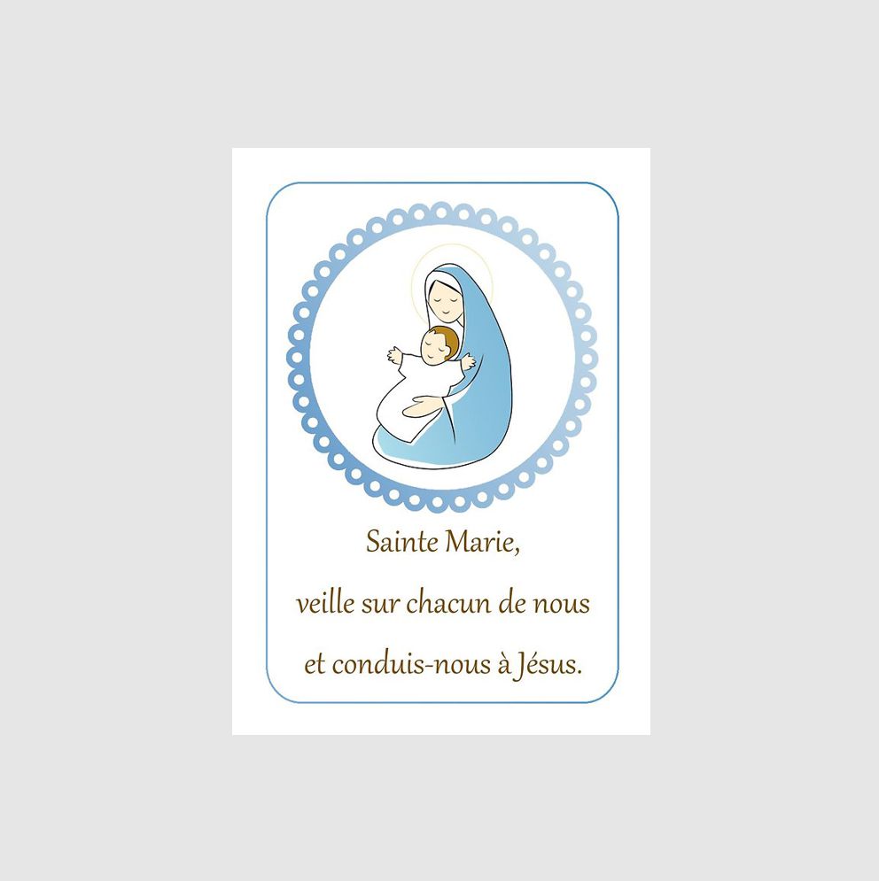Carte religieuse " Vierge à l'enfant"