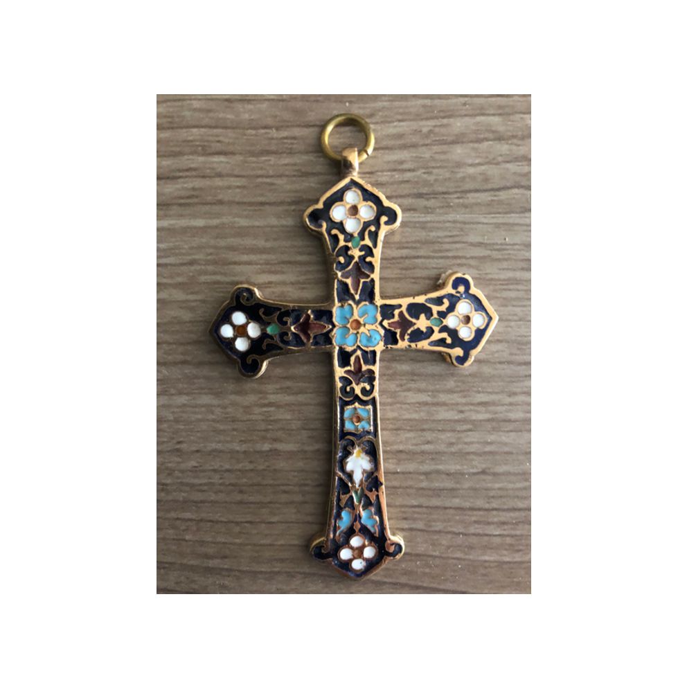 Croix religieuse "Fleur Bleue"
