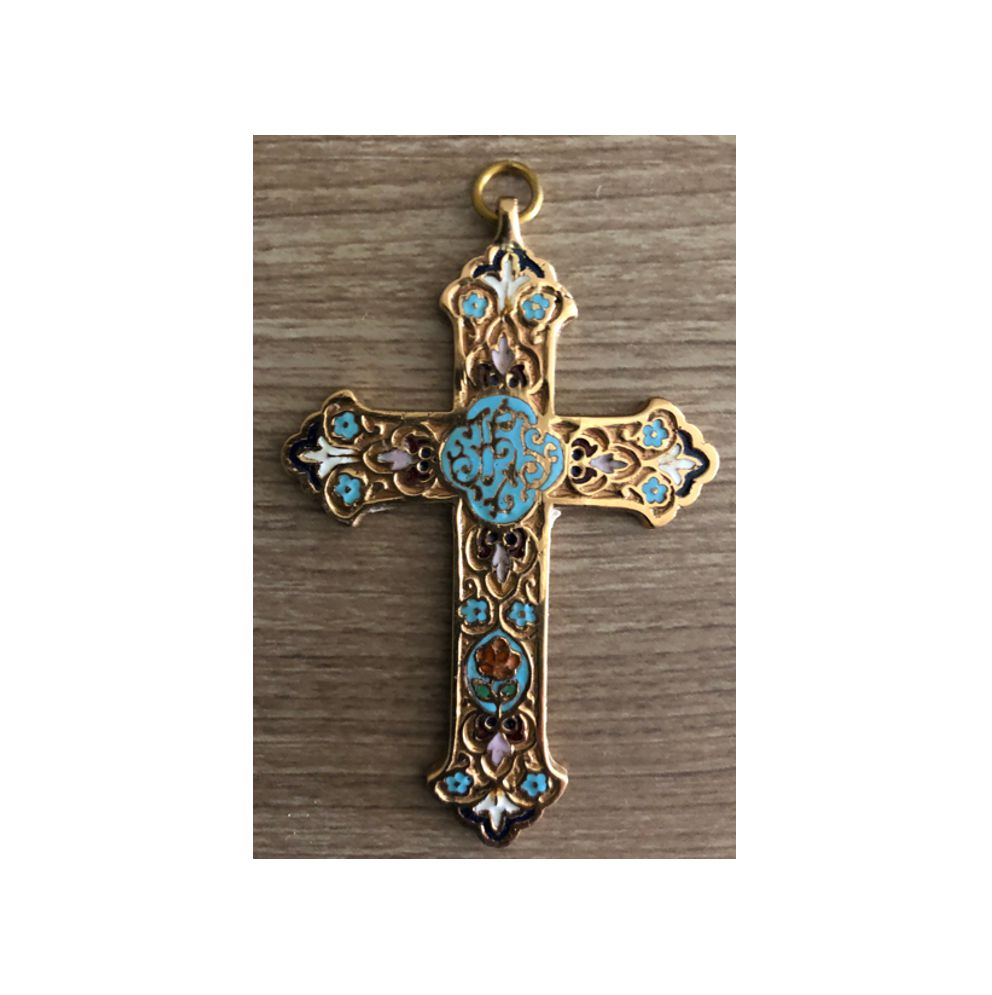 Croix religieuse "fond bleu"
