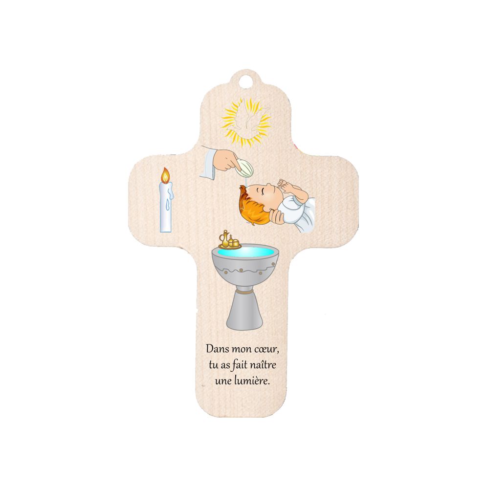 Croix bois de baptême