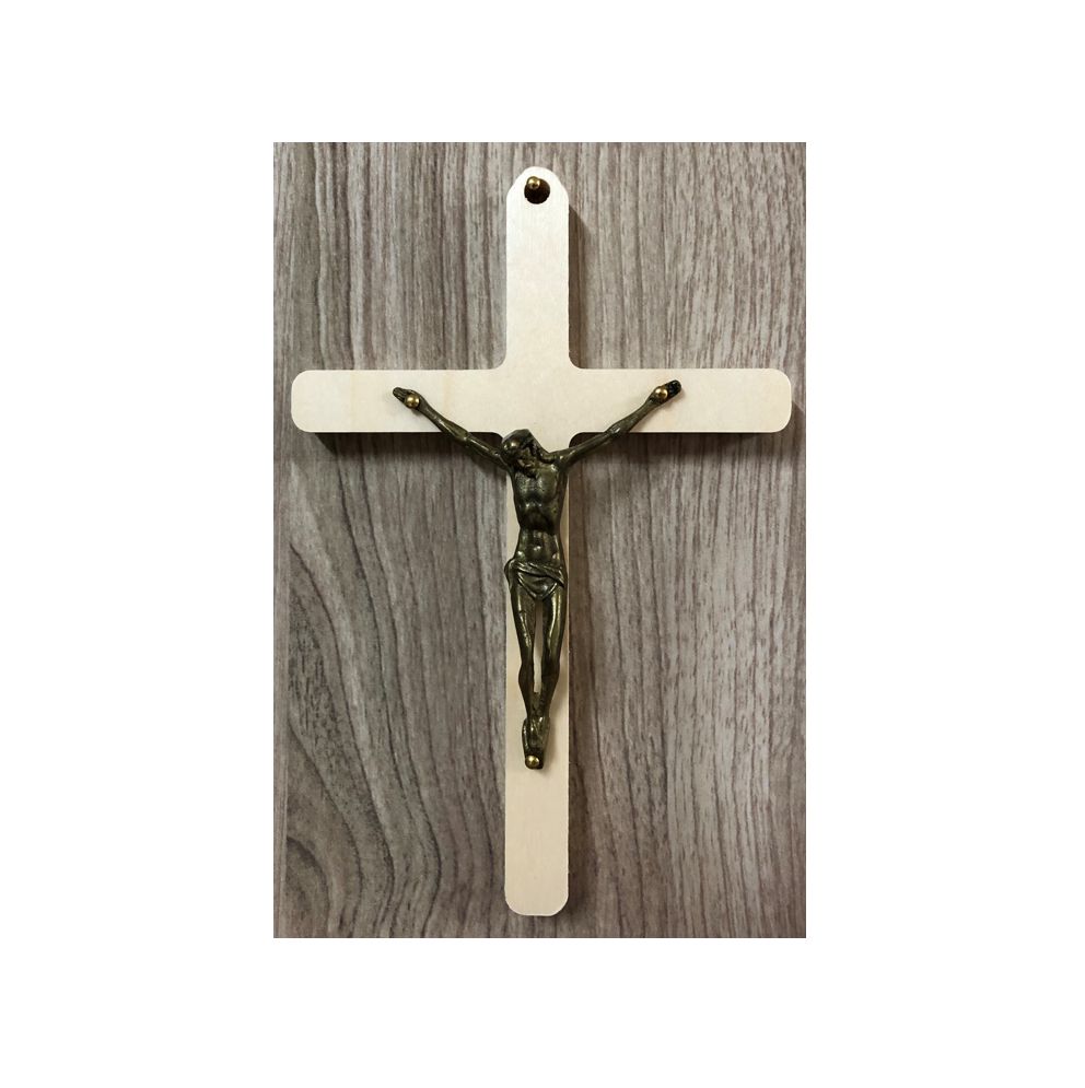 Christ en bronze - croix de bois 16 cm