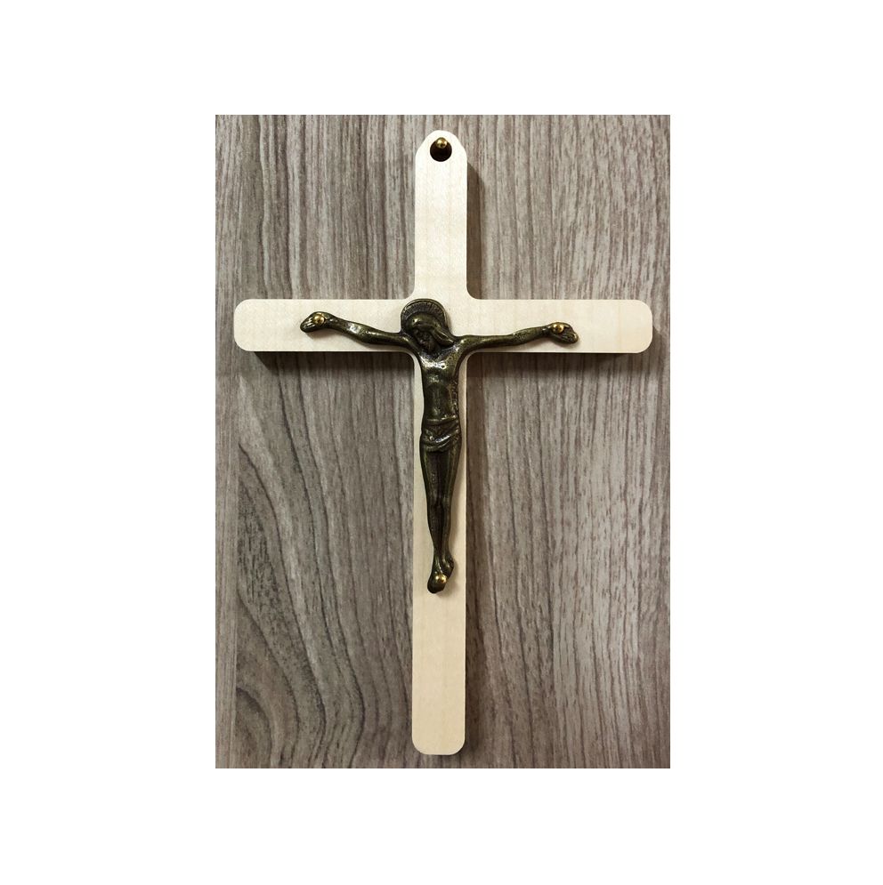 Croix en bois 16 cm - Christ couronnée