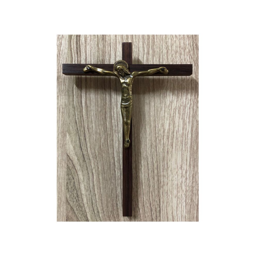 Christ couronné - croix en bois 15 cm