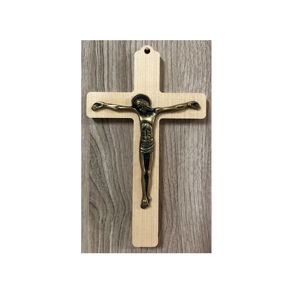 Croix en bois - Christ en bronze - 19 cm