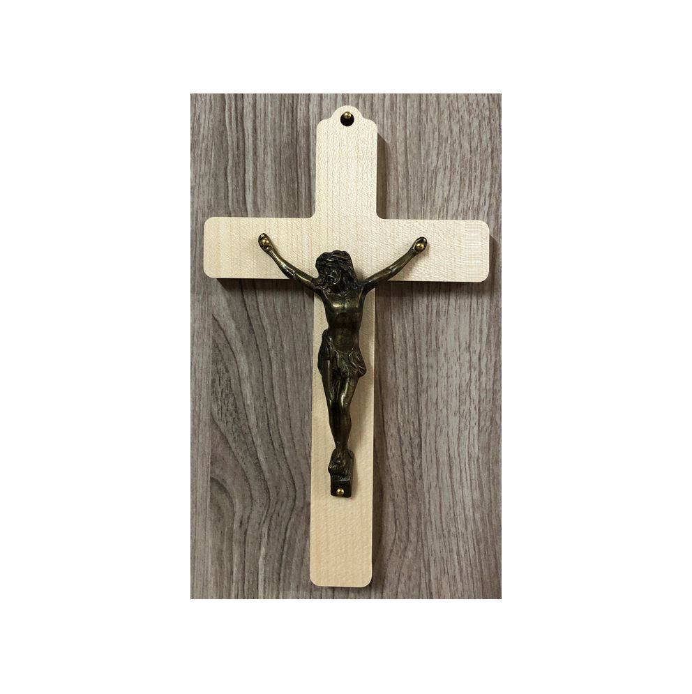 Crucifix en bronze - croix en bois