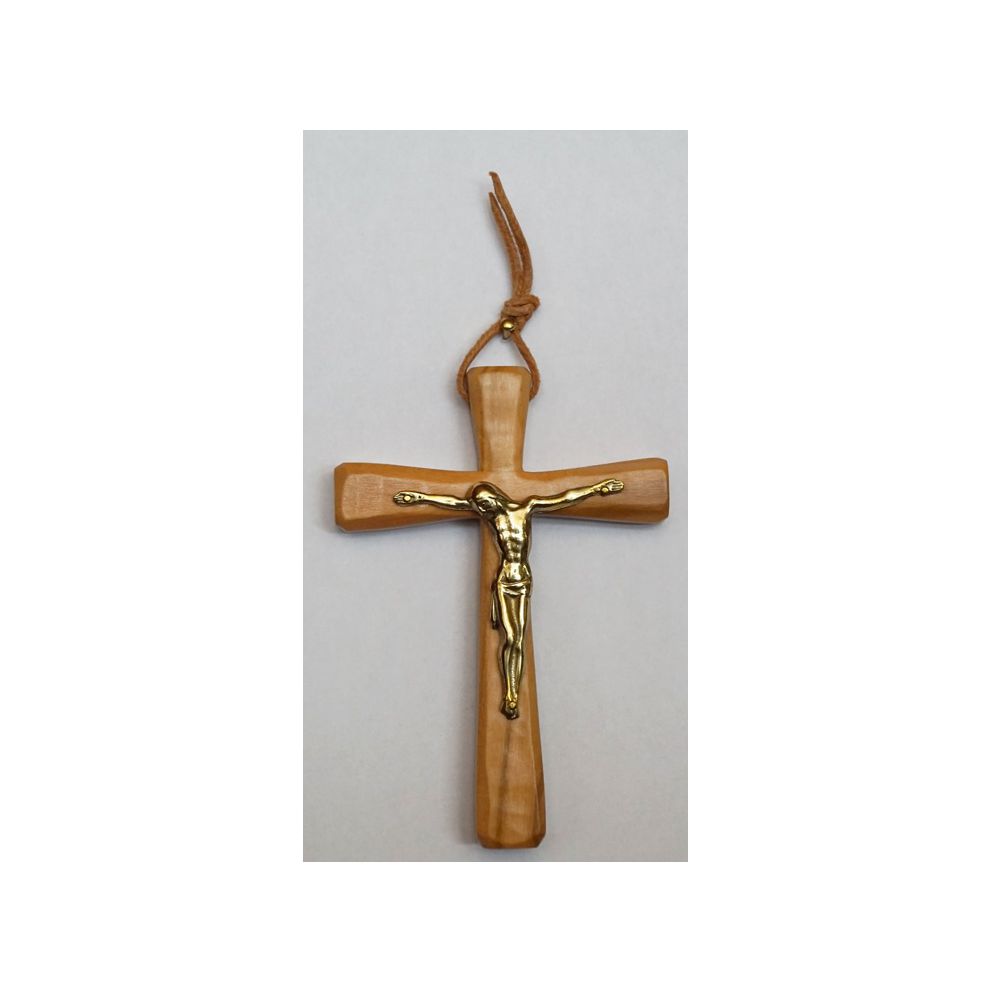 Crucifix bronze bois d'olivier
