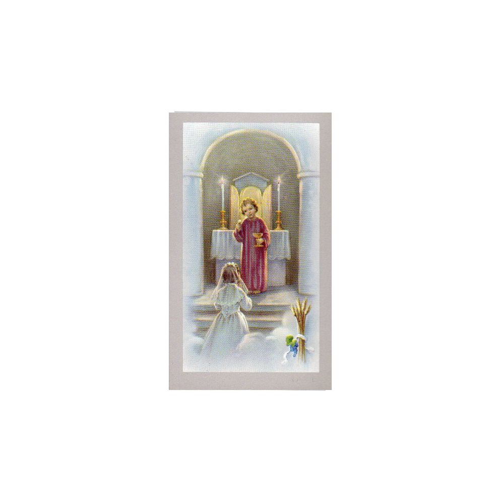 Image de Communion fille - devant l'autel