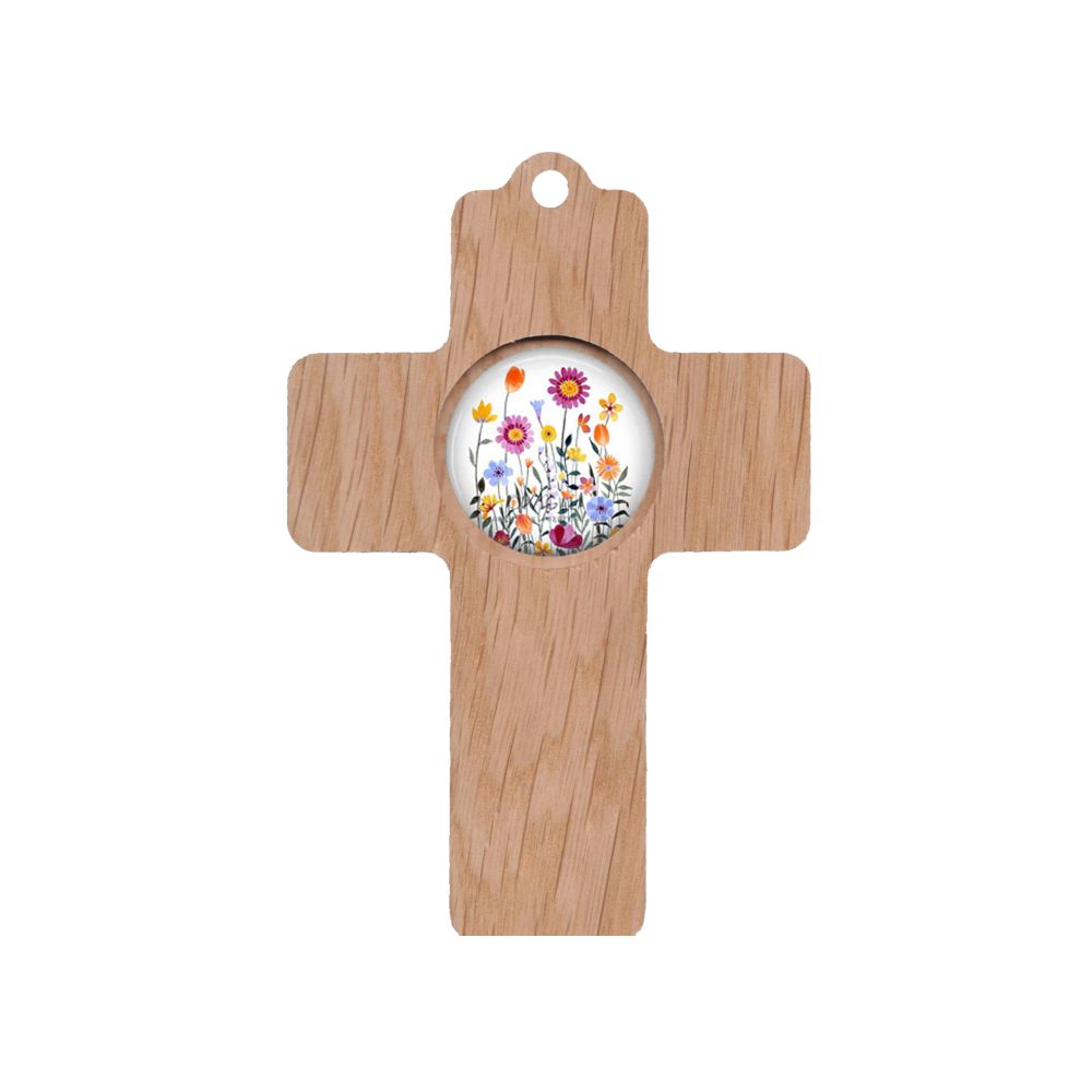 croix en bois fleurs